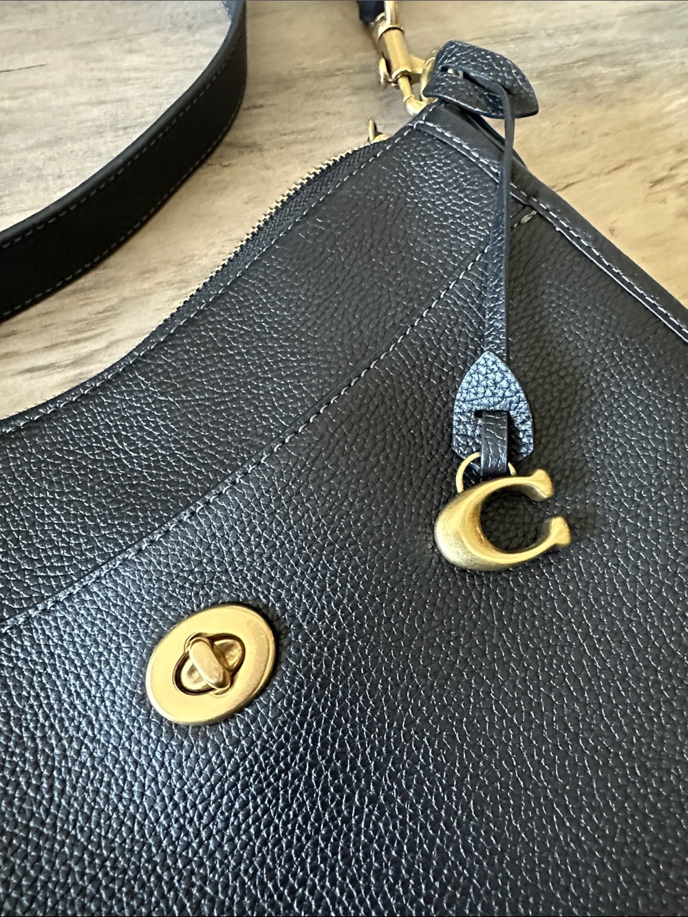 Coach Chaise Black Pebbled Leather Crossbody with Gold Hardware - Picture 5 of 16